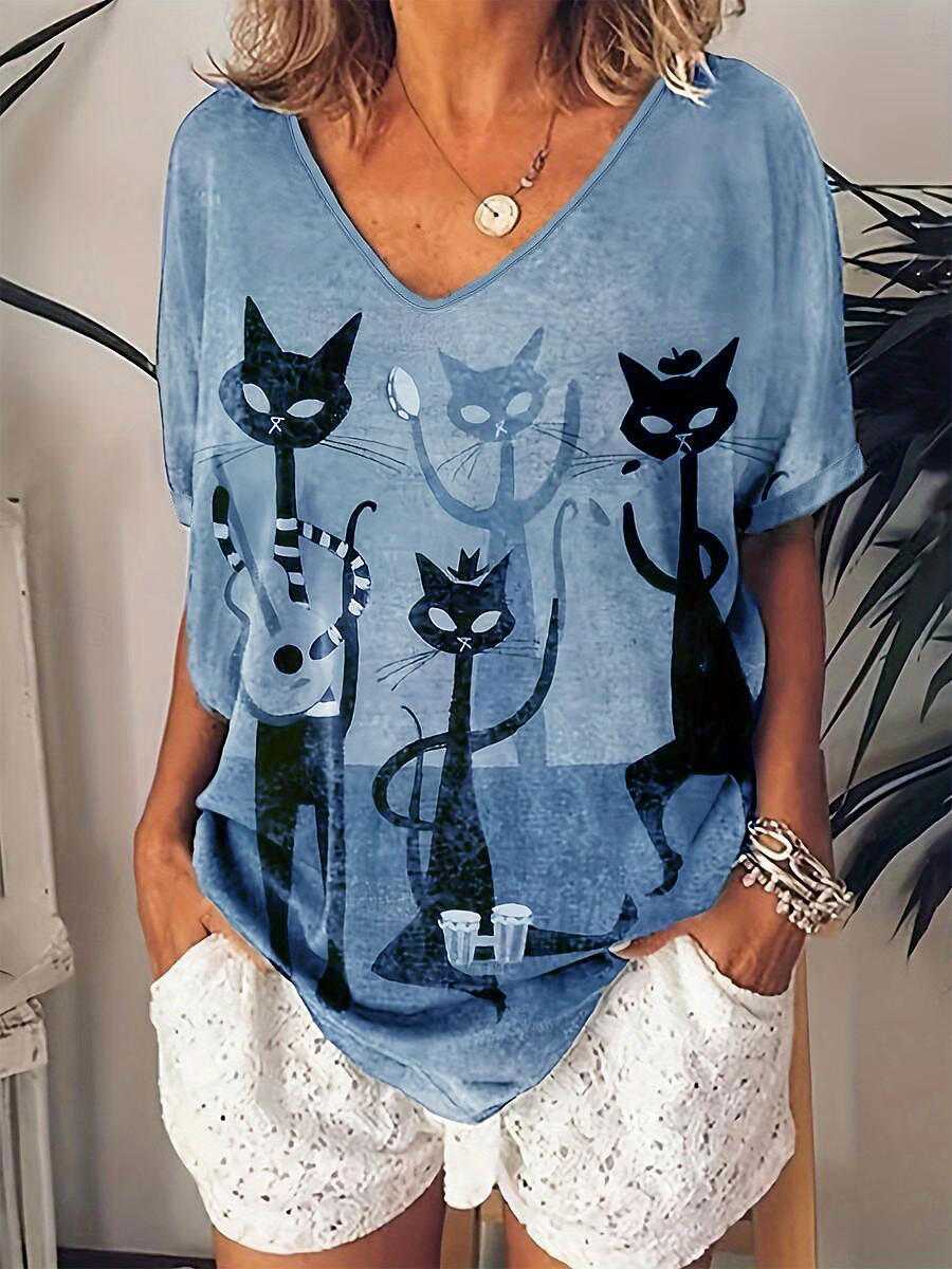 Women's Halloween Black Cat Tee