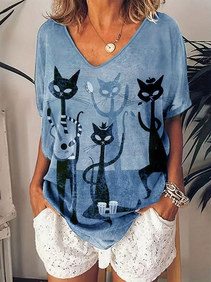 Women's Halloween Black Cat Tee