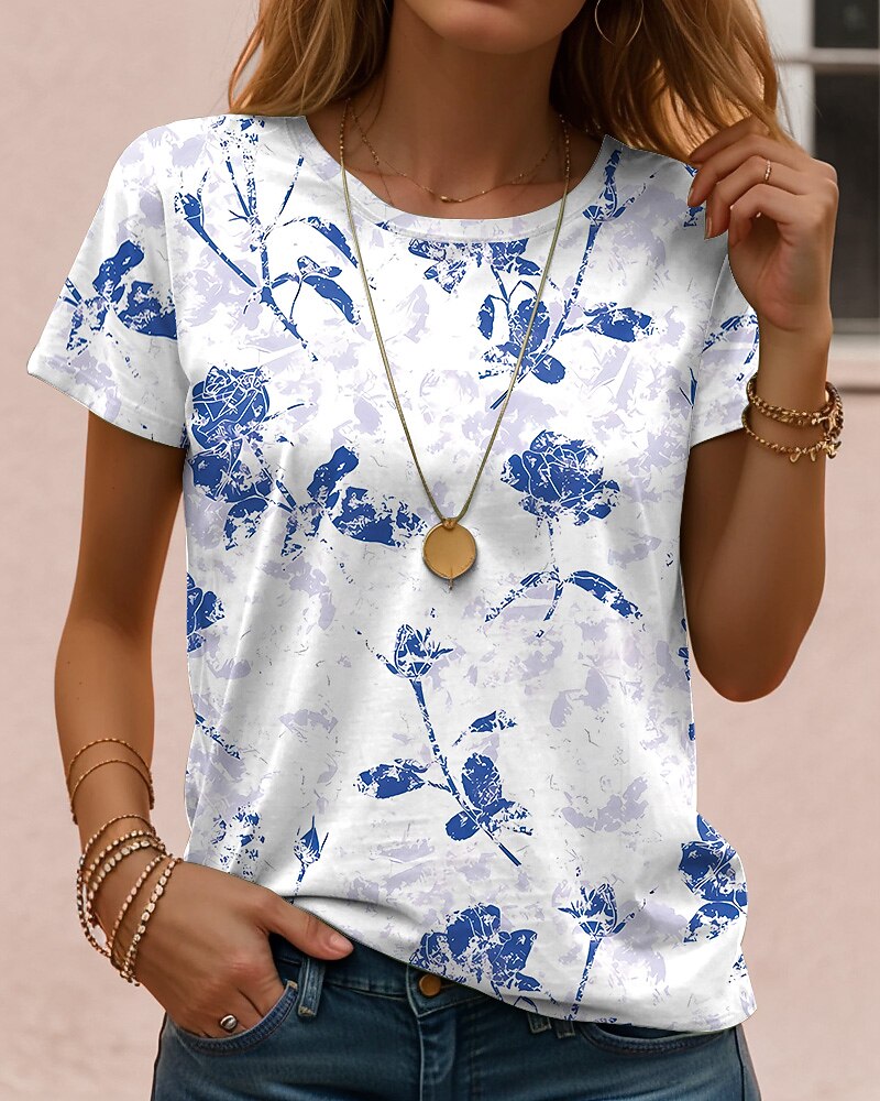 Women's Colorful Garden Floral Graphic Tee