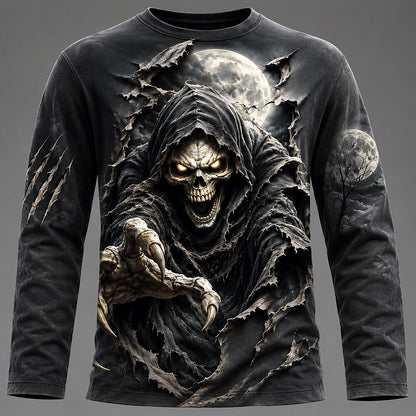 Men's Skeleton Grim Reaper Long Sleeve Tee