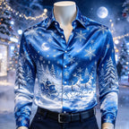 Christmas Snowflake Satin Dress Shirt