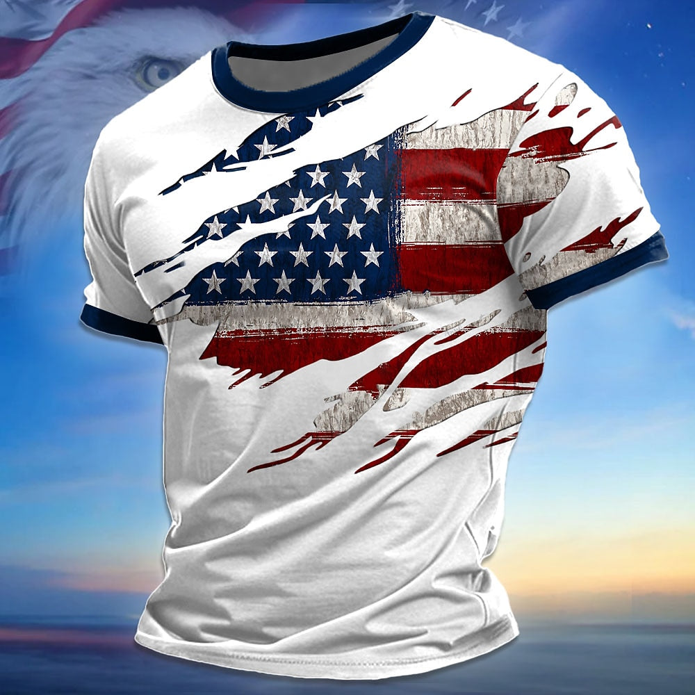 Men's Patriotic Flag Print Tee