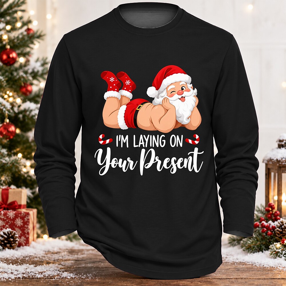 Men's Christmas Santa Funny Longsleeve Tee