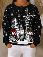 Santa Snowman Polka Dot Waffle Sweatshirt