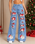 Women's Santa Christmas Tree Denim Jeans