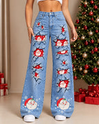 Women's Santa Christmas Tree Denim Jeans