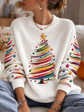 Women's Knitted Christmas Tree Crewneck Sweater