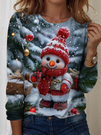 Women's Snowman Snowflake Christmas Graphic Tee