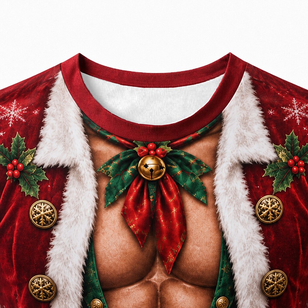 Christmas Hunk Santa Funny Graphic T-Shirt