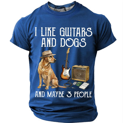 Men's Guitars Dogs Humor Graphic Tee