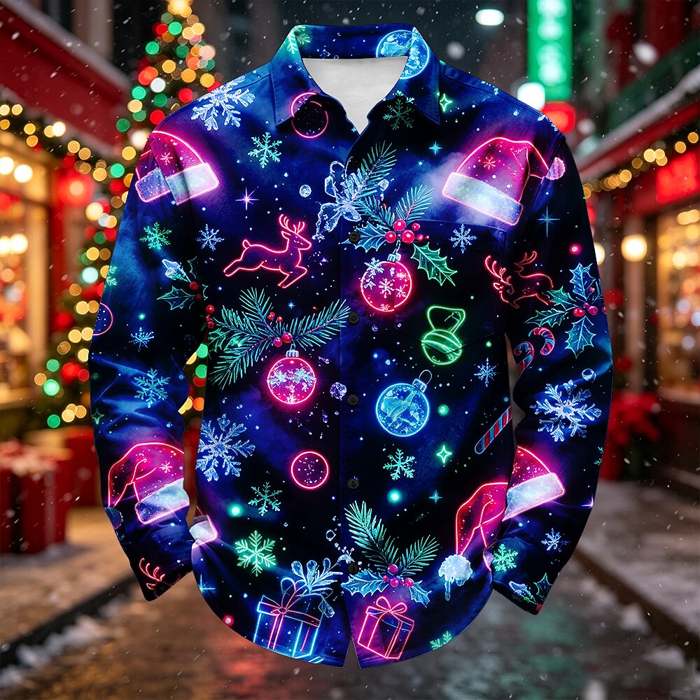 Snowflake Christmas Light Button Shirt