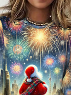 Women's Santa Christmas Graphic Longsleeve Tee