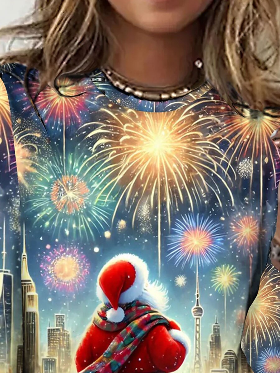 Women's Santa Christmas Graphic Longsleeve Tee