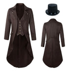 Men's Vintage Halloween Tuxedo Tailcoat Costume Coat & Hat Set