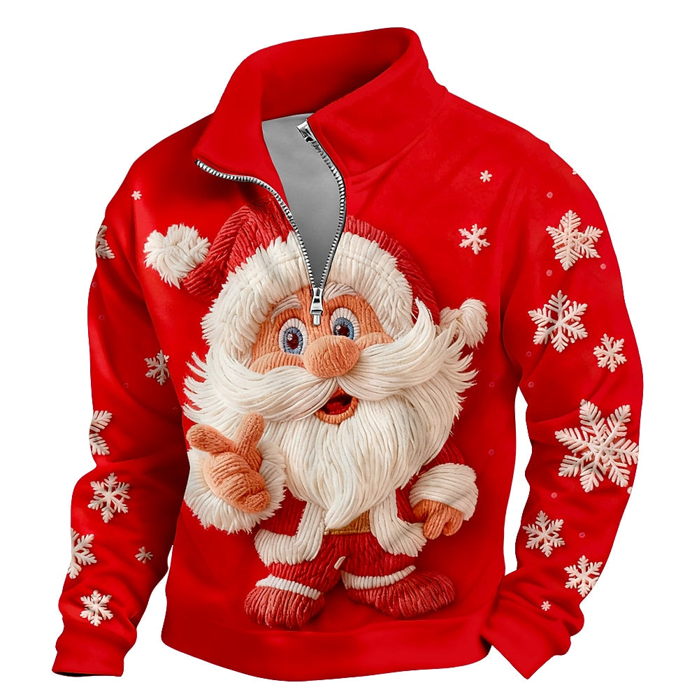 Santa Claus Christmas Stand Collar Sweatshirt