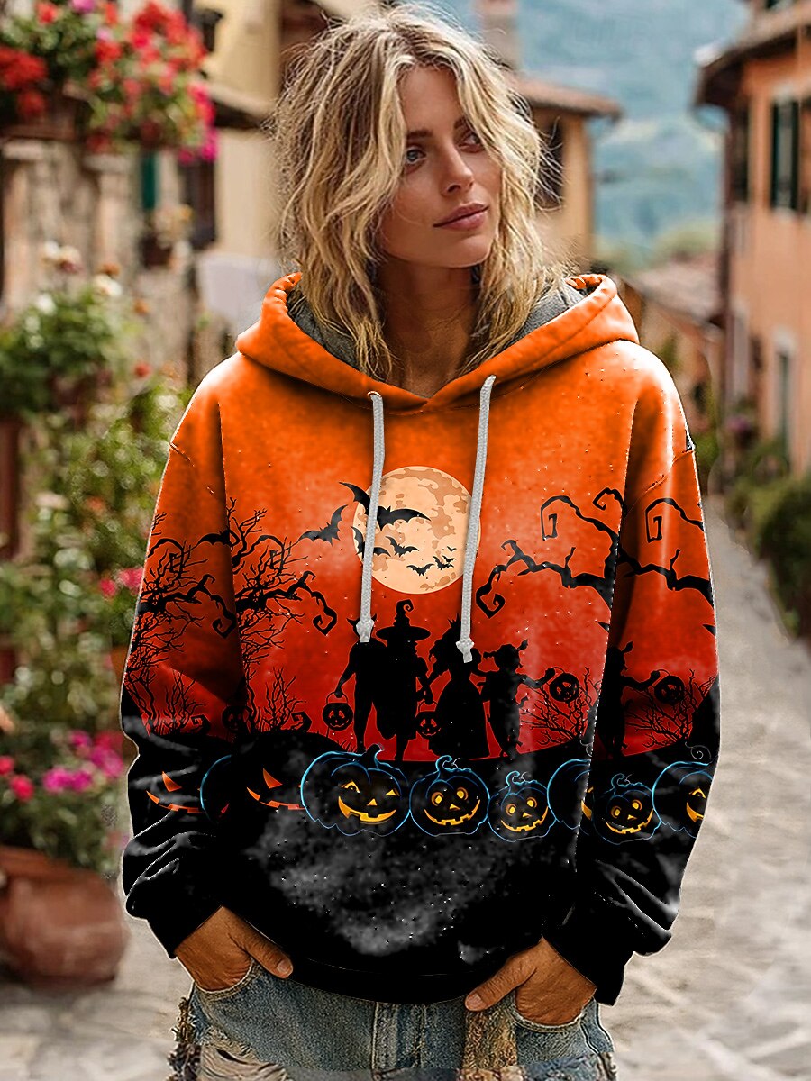 Women's Halloween Haunted Skull Hoodie
