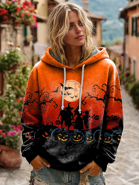 Women's Halloween Haunted Skull Hoodie