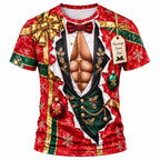 Christmas Beefcake Santa Funny Graphic T-Shirt