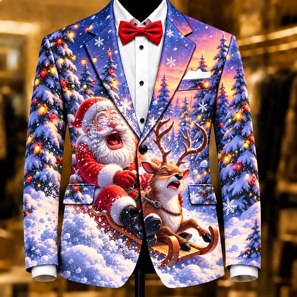 Men's Santa Claus Festive 3D Blazer
