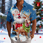 Santa Reindeer Christmas Short Sleeve Shirt