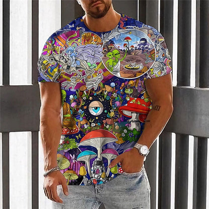 Men's Psychedelic Mushroom Monster Graphic Tee