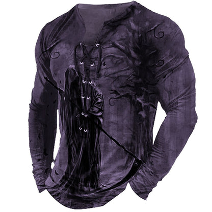 Men's Cool Skulls Halloween Henley