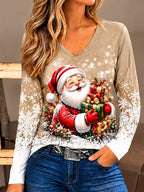 Santa Claus Vintage V Neck Shirt