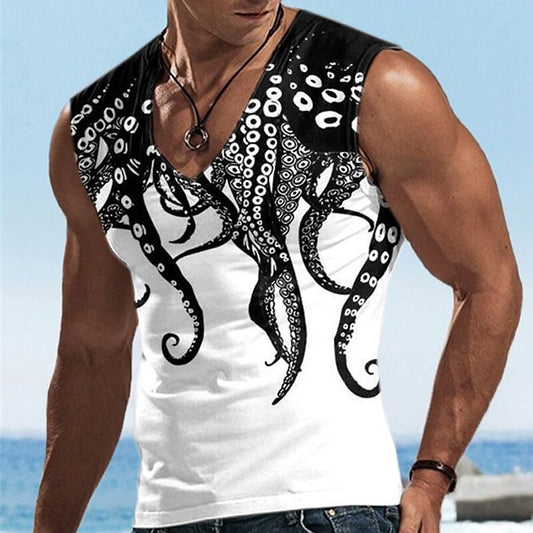Men's Haunted Octopus Horror Graphic Tee