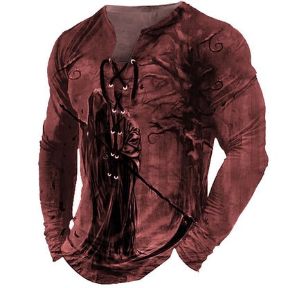 Men's Cool Skulls Halloween Henley