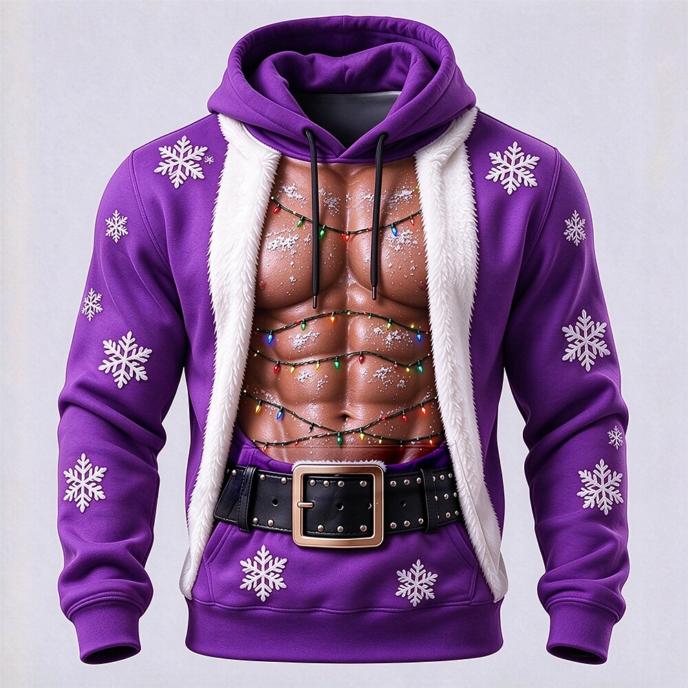 Men's Muscle Christmas Graphic Hoodie