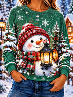 Snowman Graphic Christmas Crewneck Sweatshirt