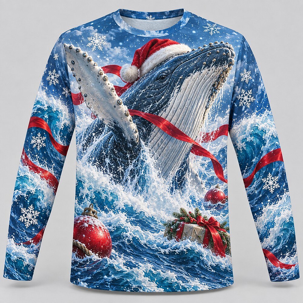 Men's Whale Christmas Long Sleeve Tee