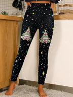 Colorful Christmas Print Thermal Leggings