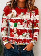 Christmas Dog Graphic Long Sleeve Shirt