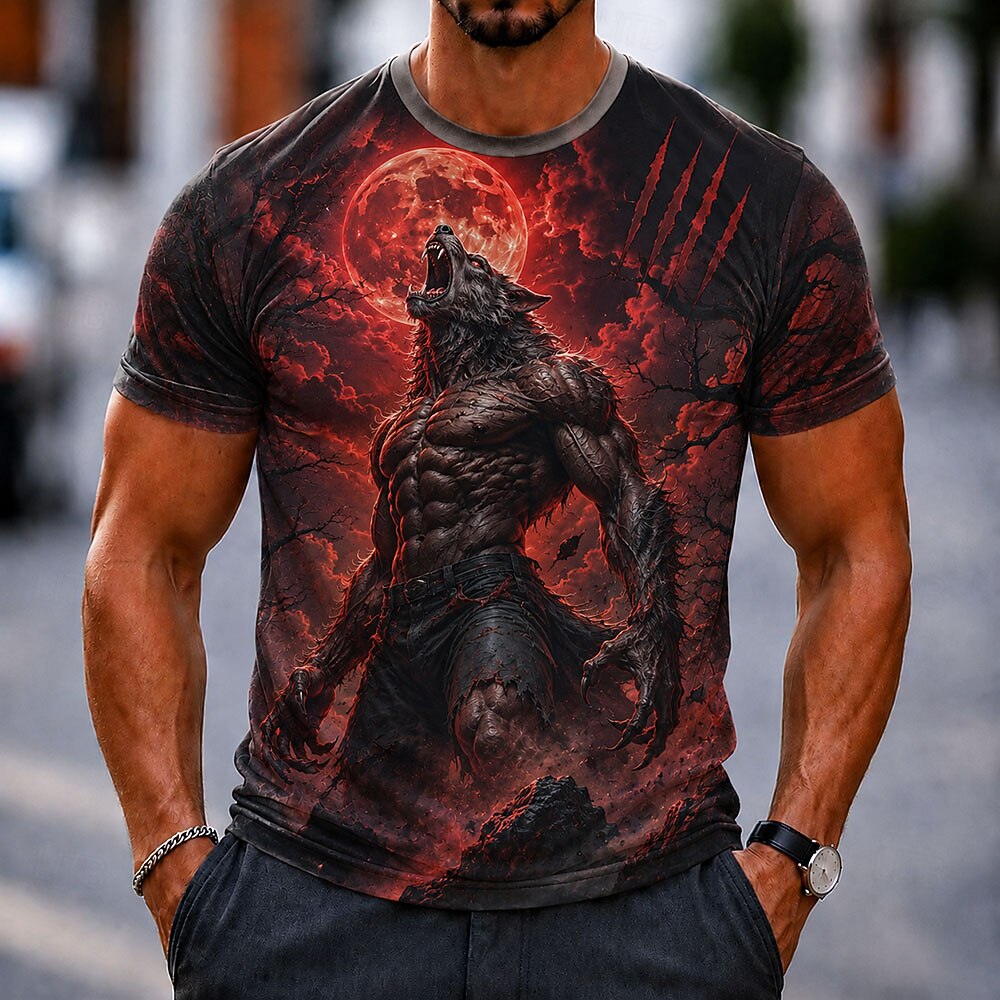 Men's Animal Werewolf Horror Graphic Tee