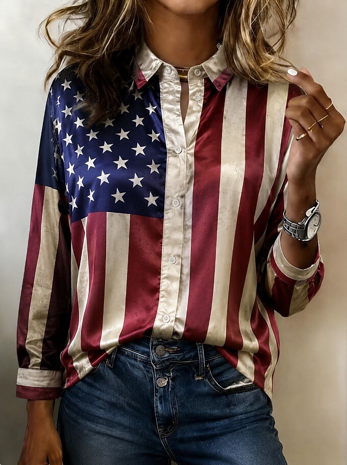 Women's Vintage Flag Long Sleeve Shirt