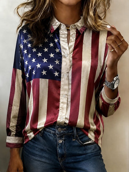Women's Vintage Flag Long Sleeve Shirt