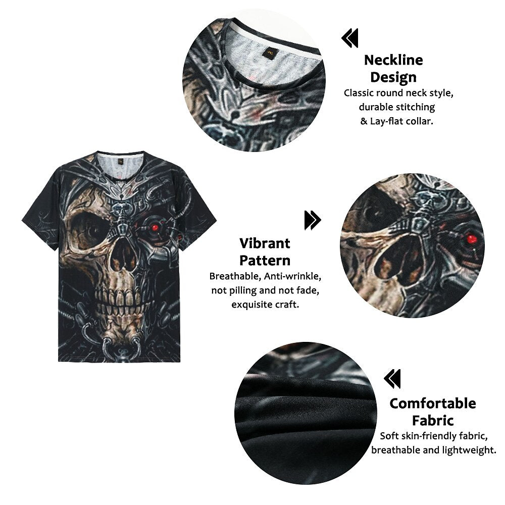 Men's Distressed Skull Horror Graphic Tee