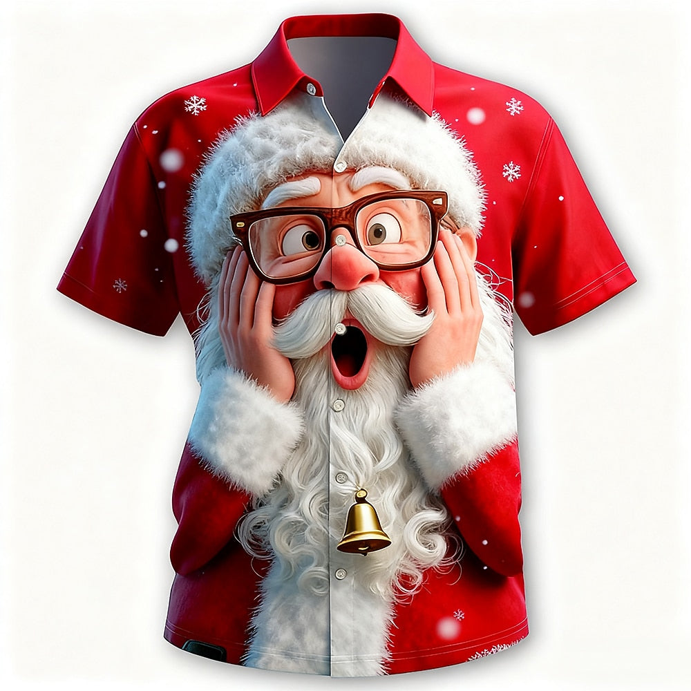Santa Smile Christmas Short Sleeve Shirt