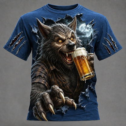 Men's Werewolf Shadow Graphic Casual Tee