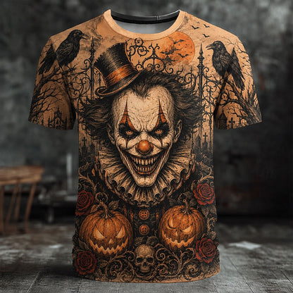 Men's Dark Creepy Clown Print Tee