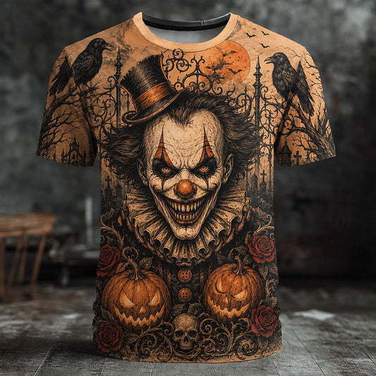Men's Dark Creepy Clown Print Tee