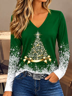 Christmas Tree V Neck Graphic Shirt