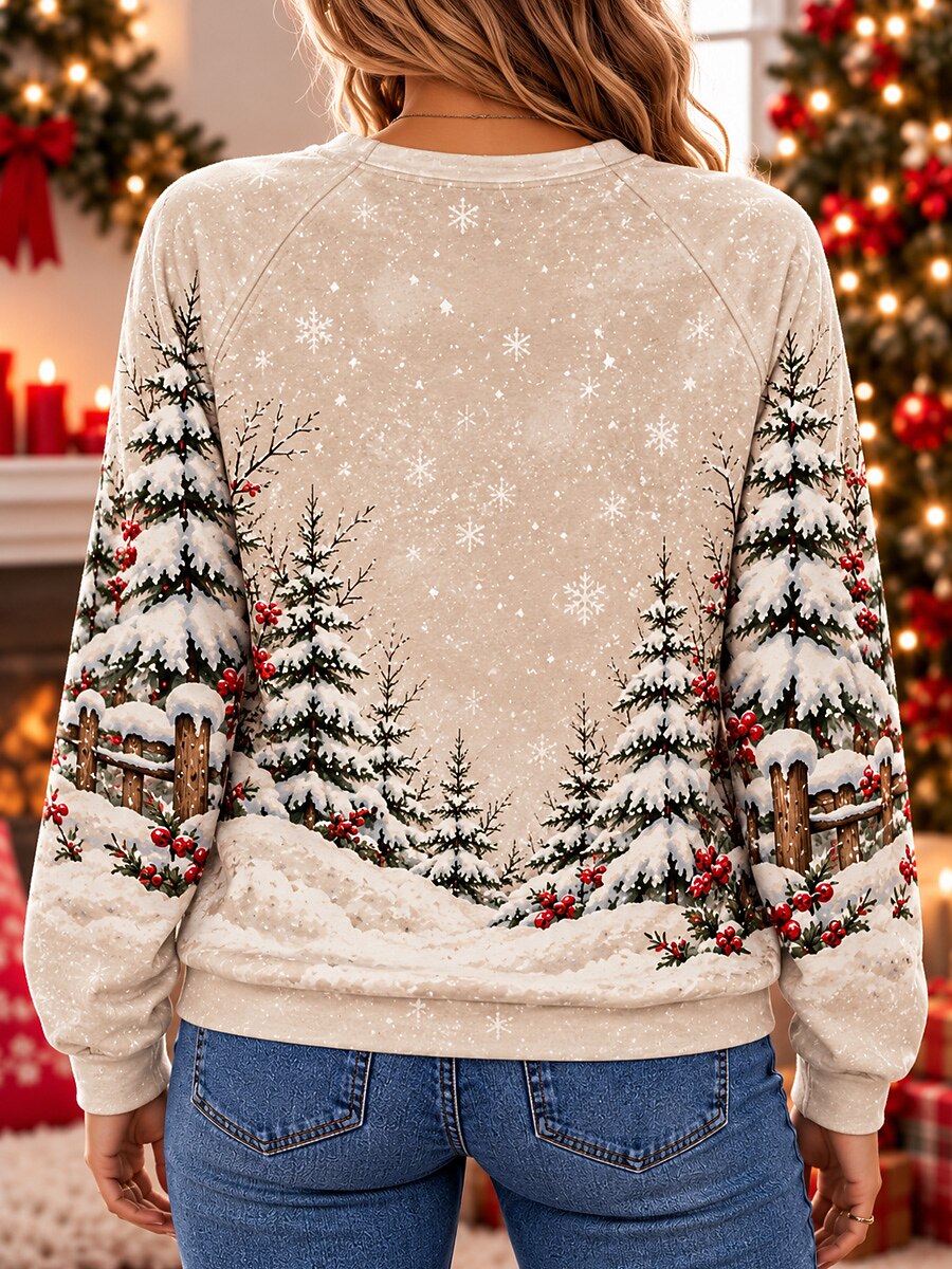 Cat Snowman Graphic Christmas Pullover Sweatshirt