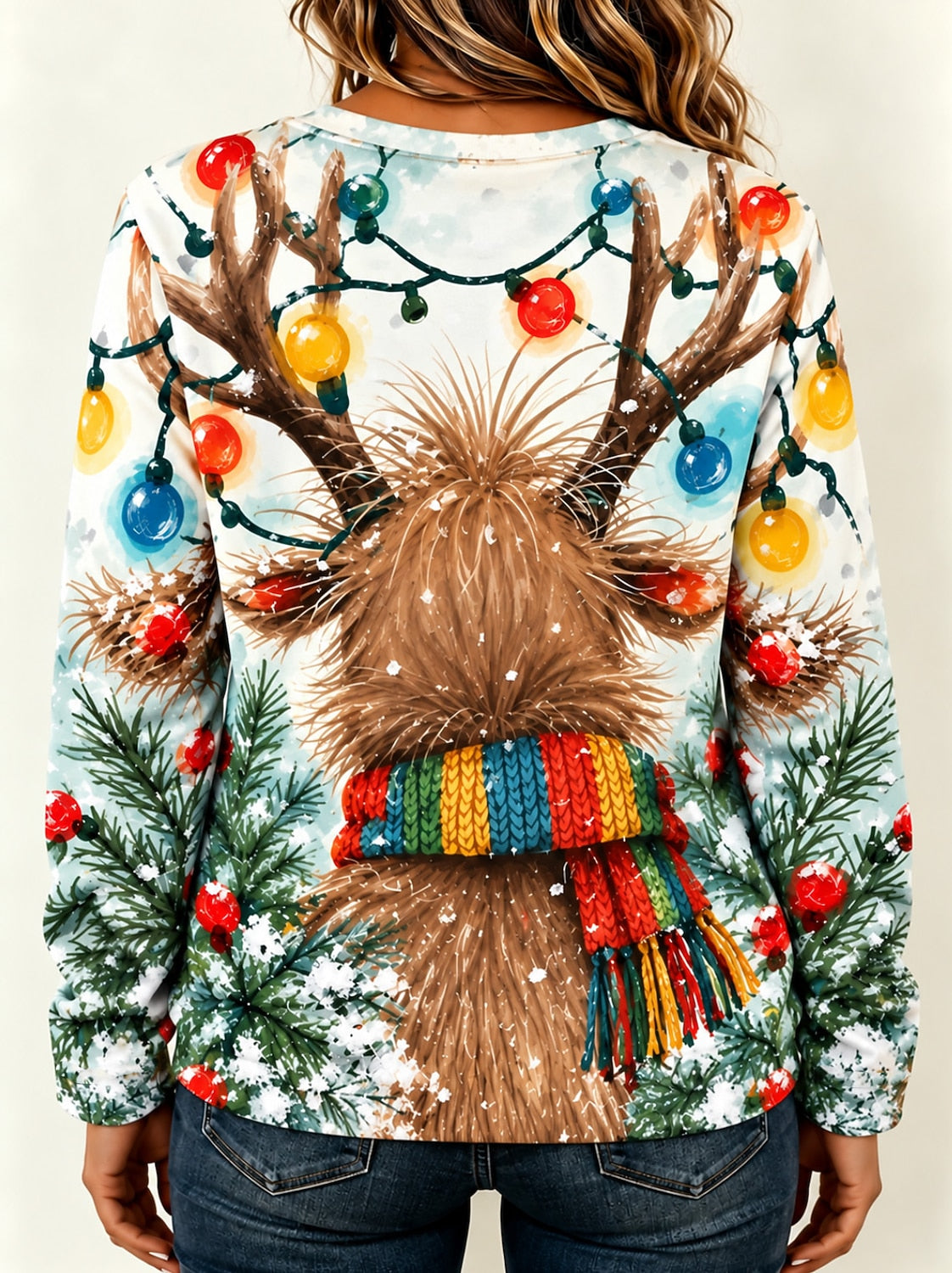 Santa Reindeer Christmas Long Sleeve Shirt