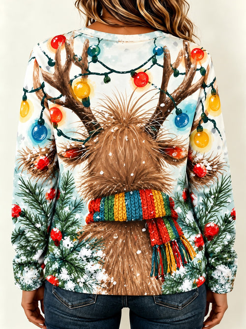 Santa Reindeer Christmas Long Sleeve Shirt