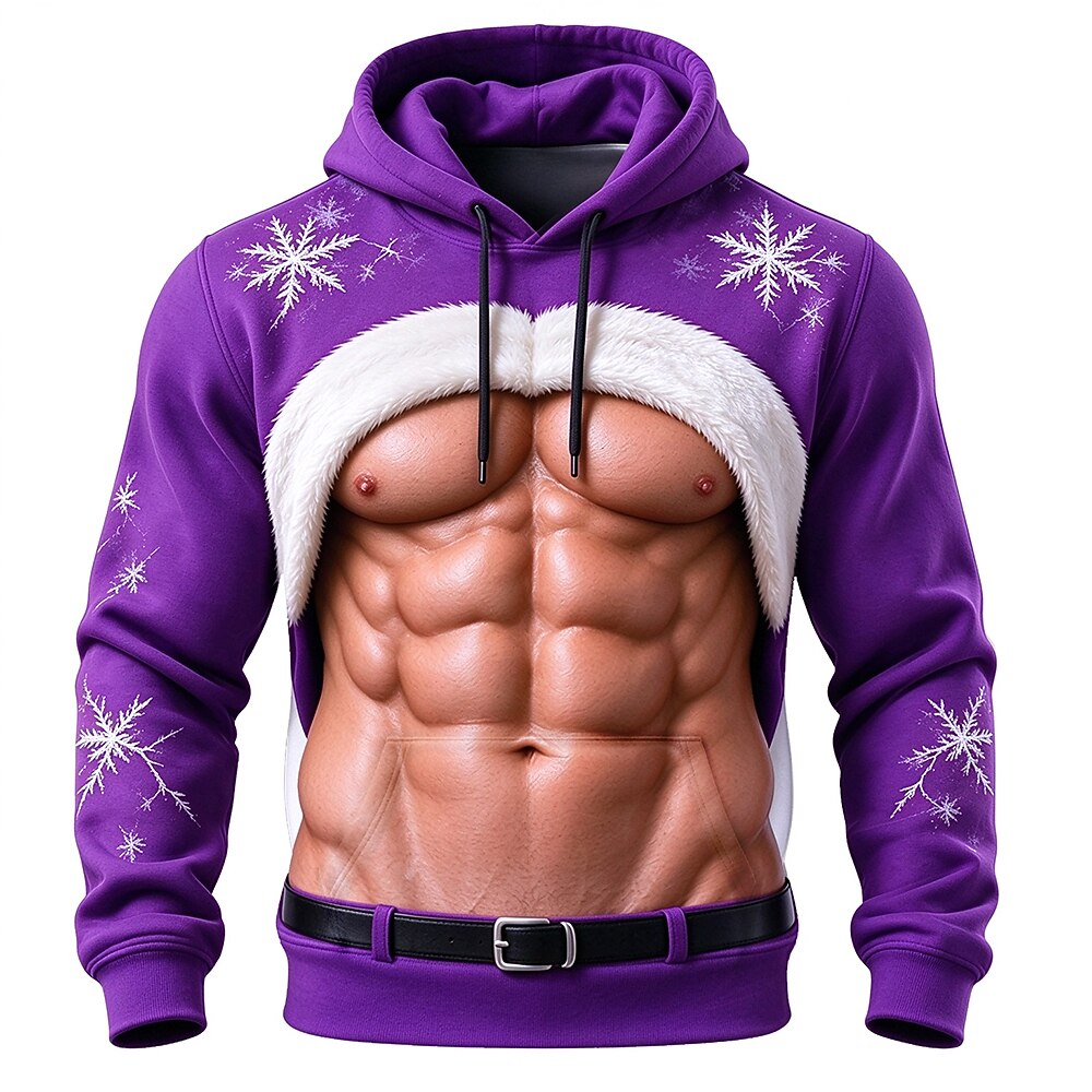 Men's Muscle Print Holiday Costume Hoodie