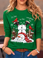 Snowman Graphic Christmas Long Sleeve Shirt