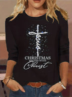 Women's Christmas Christ Cross Graphic T-shirt