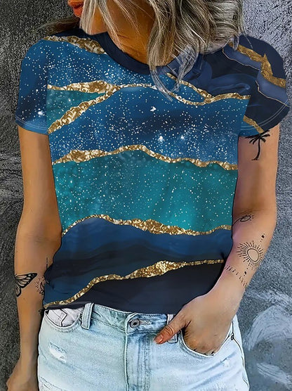 Women's Ombre Color Art Graphic Tee